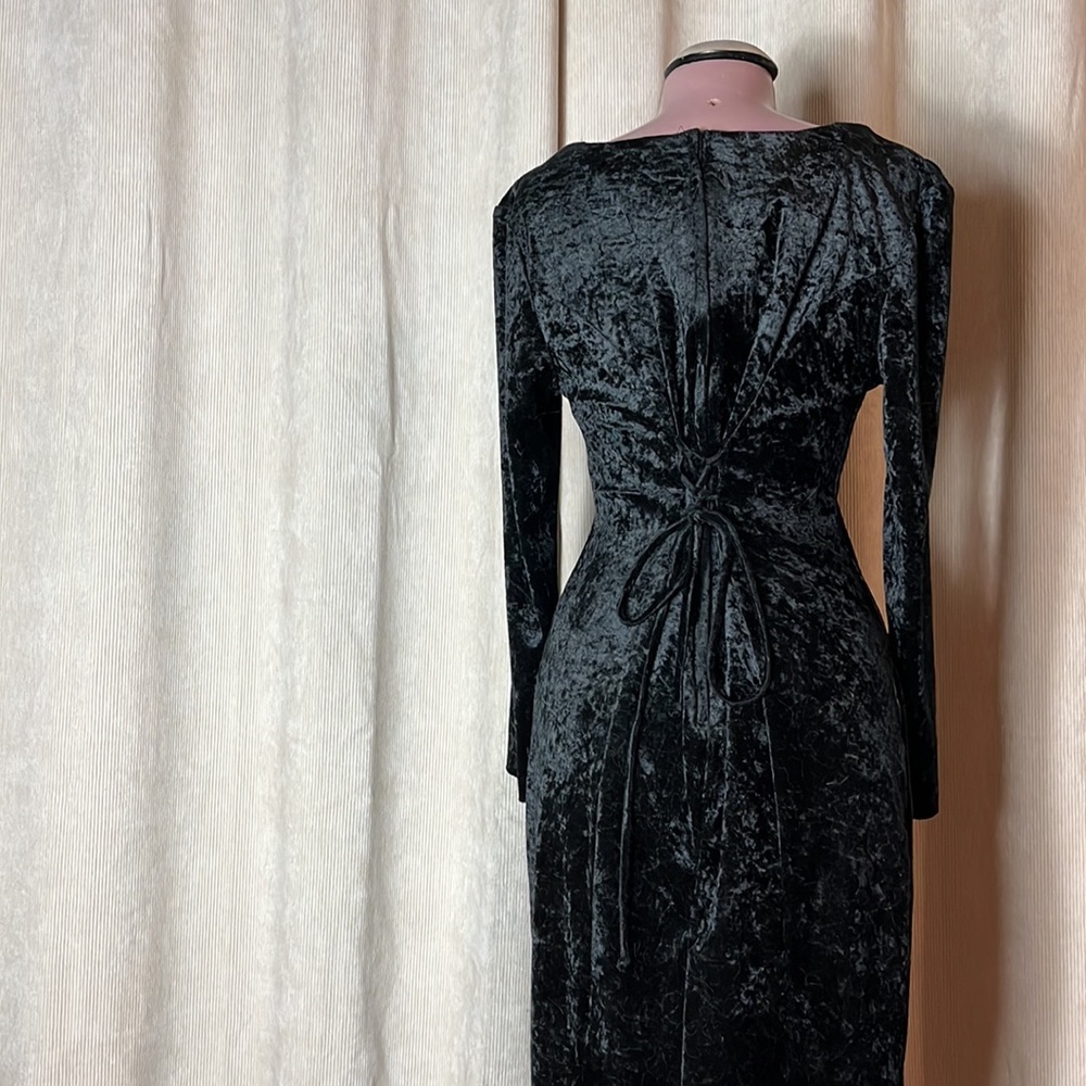 VINTAGE 80s goth long sleeve maxi bodycon dress
